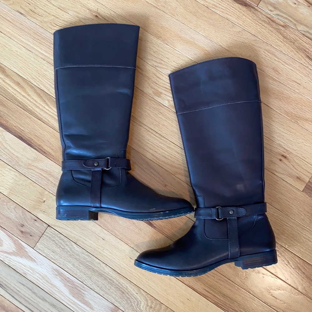 Ralph Knee High Brown Leather Riding Boots size 9